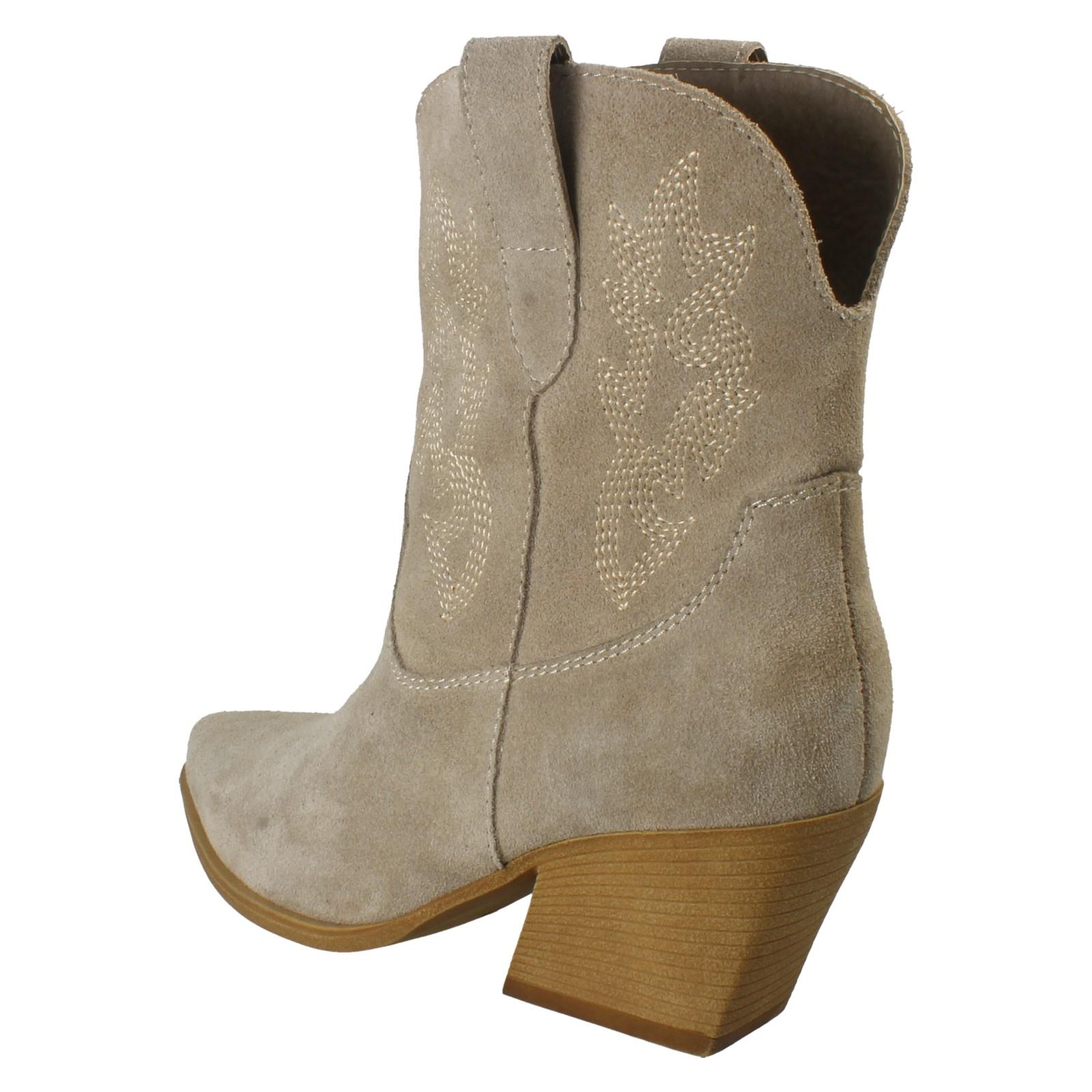 Ladies Spot On Leather Slip On Cowboy Boots F5R1248 - Picture 13 of 28