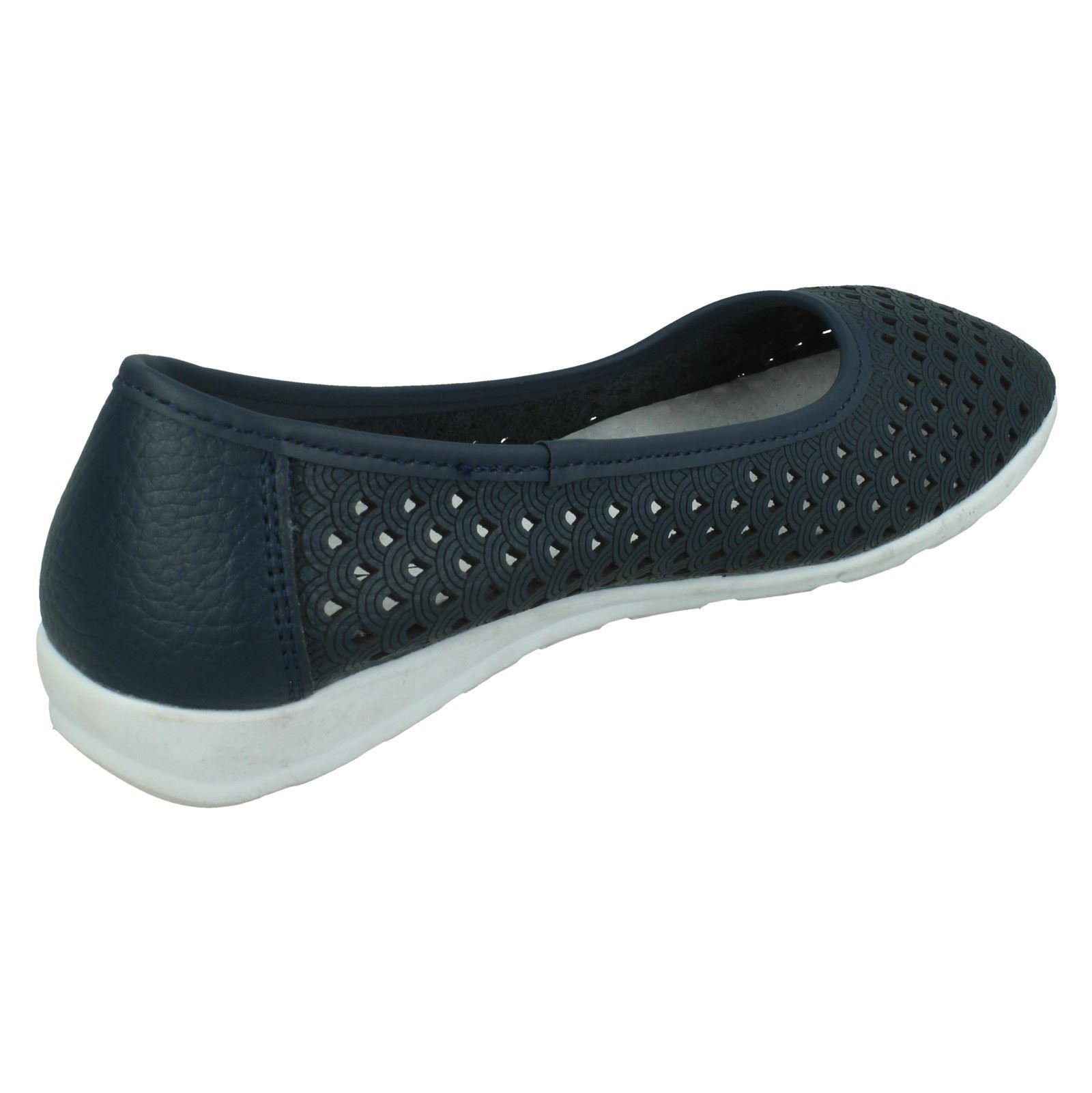 Ladies Eaze Synthetic Slip On Casual Ballerina Shoes - Picture 16 of 47