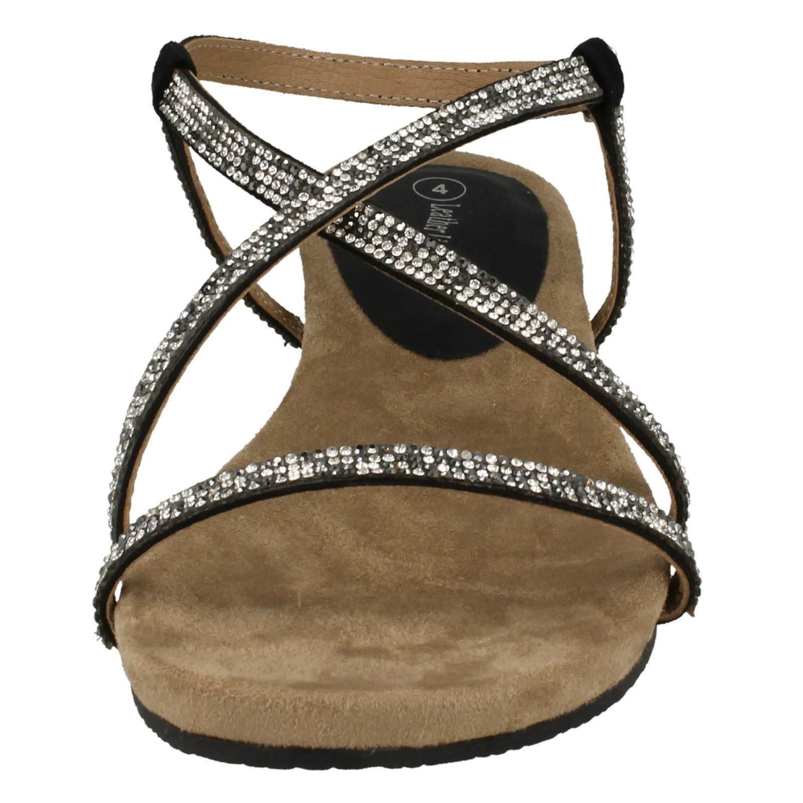 Ladies Leather Collection Diamante *X Strap* Sandals | eBay