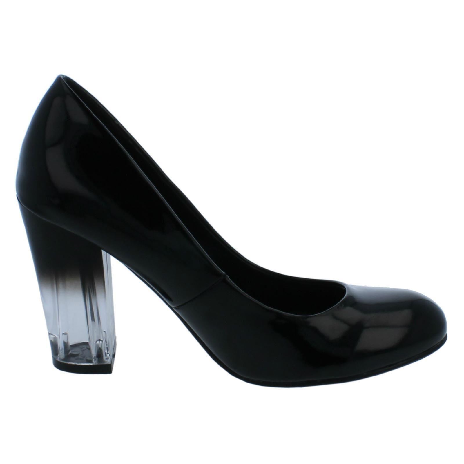 Ladies Anne Michelle Clear Block Heel Court Shoes F9R921 - Picture 7 of 28