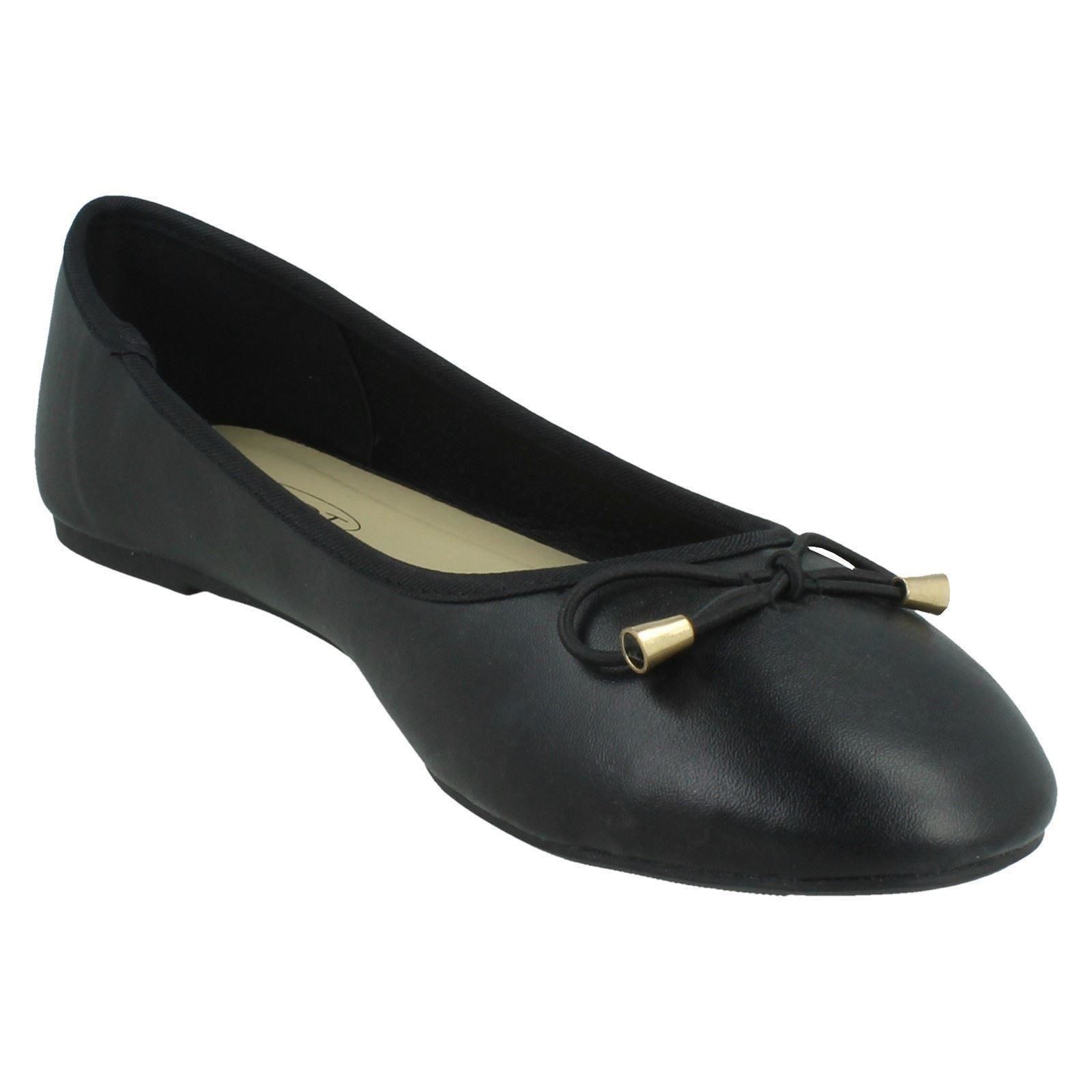 Ladies Spot On Bow Trim Ballerina Shoes - Picture 28 of 37