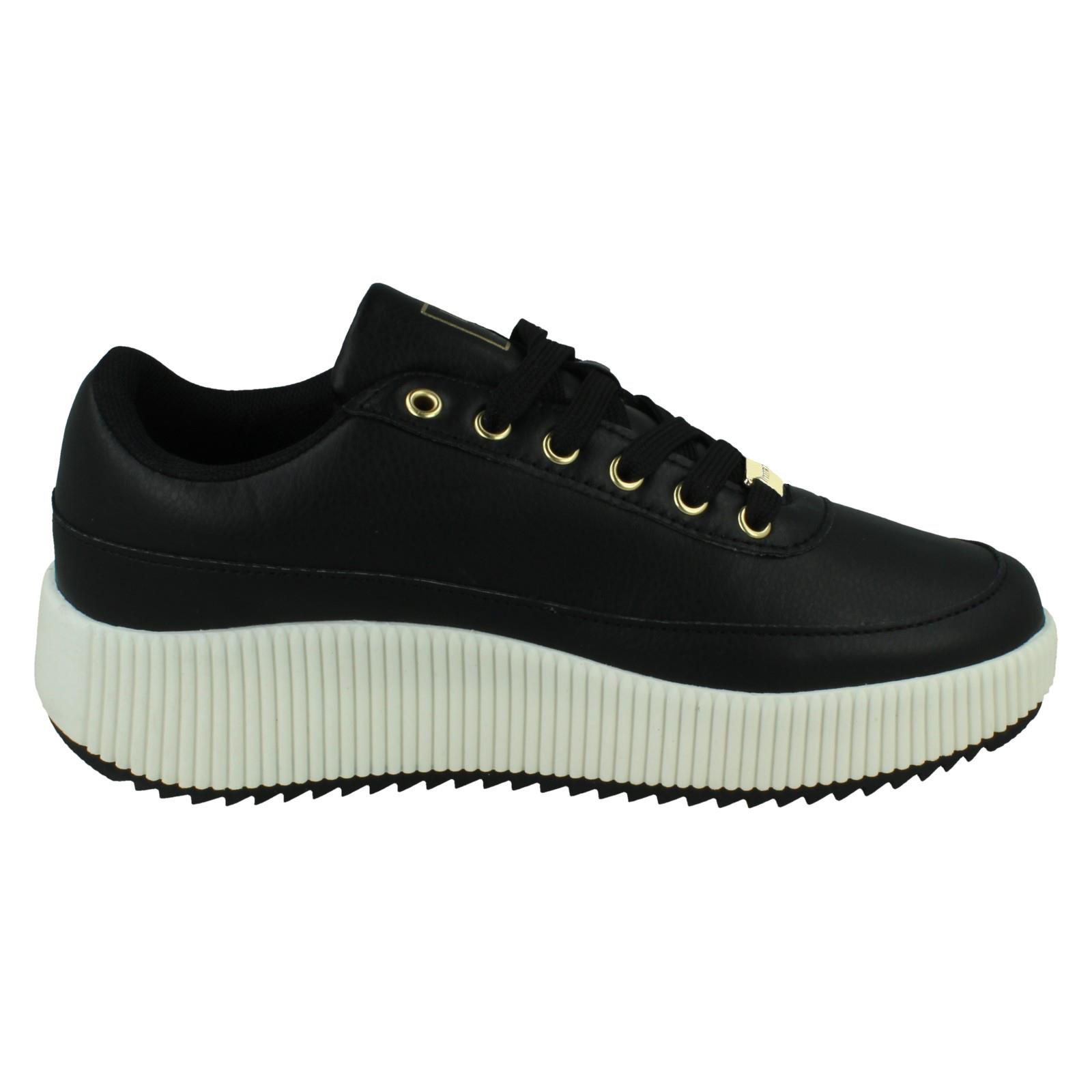 Mujer Elle Sport Cordones Blanco y Negro Informal Zapatos Zapatillas Cuña - Imagen 7 de 10