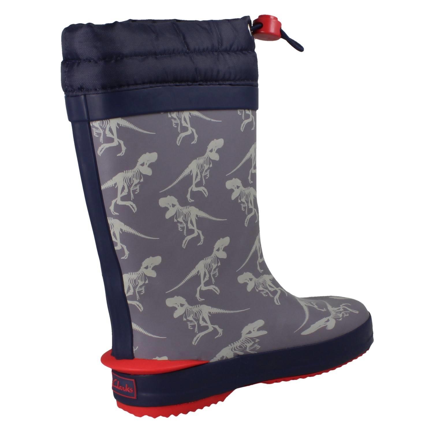 Childrens Clarks Creature Detailed Toggle Top Wellington Boots 'Tarri Race' - Picture 33 of 54