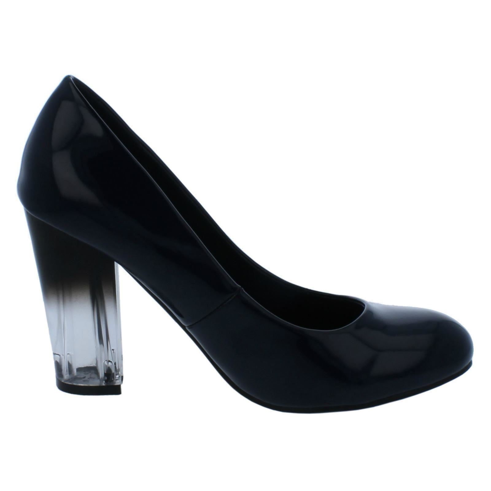 Ladies Anne Michelle Clear Block Heel Court Shoes F9R921 - Picture 25 of 28