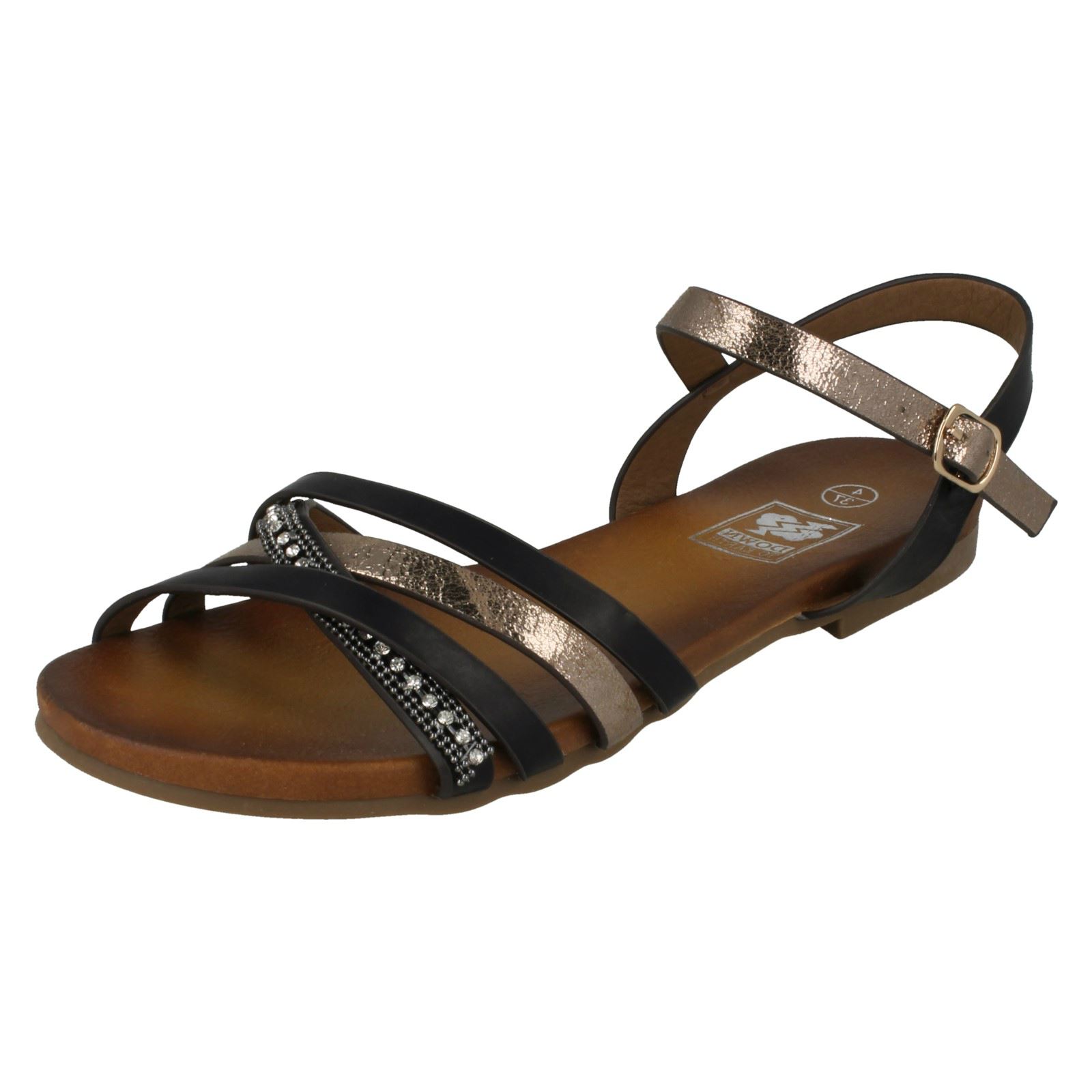 Ladies Down To Earth Flat Beaded Vamp Sandals - Picture 2 of 28