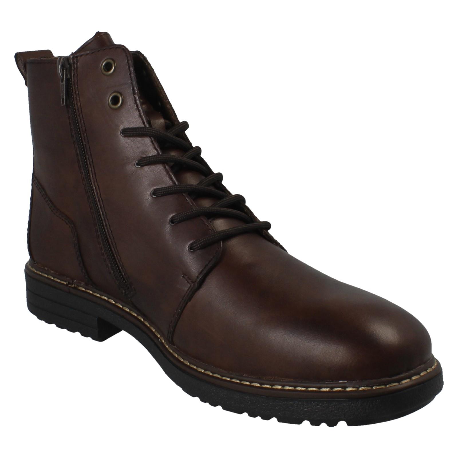 Mens Rieker Combat Zip & Lace Fastening Fleece Lined R-Tex Ankle Boots *33143* - Picture 3 of 10