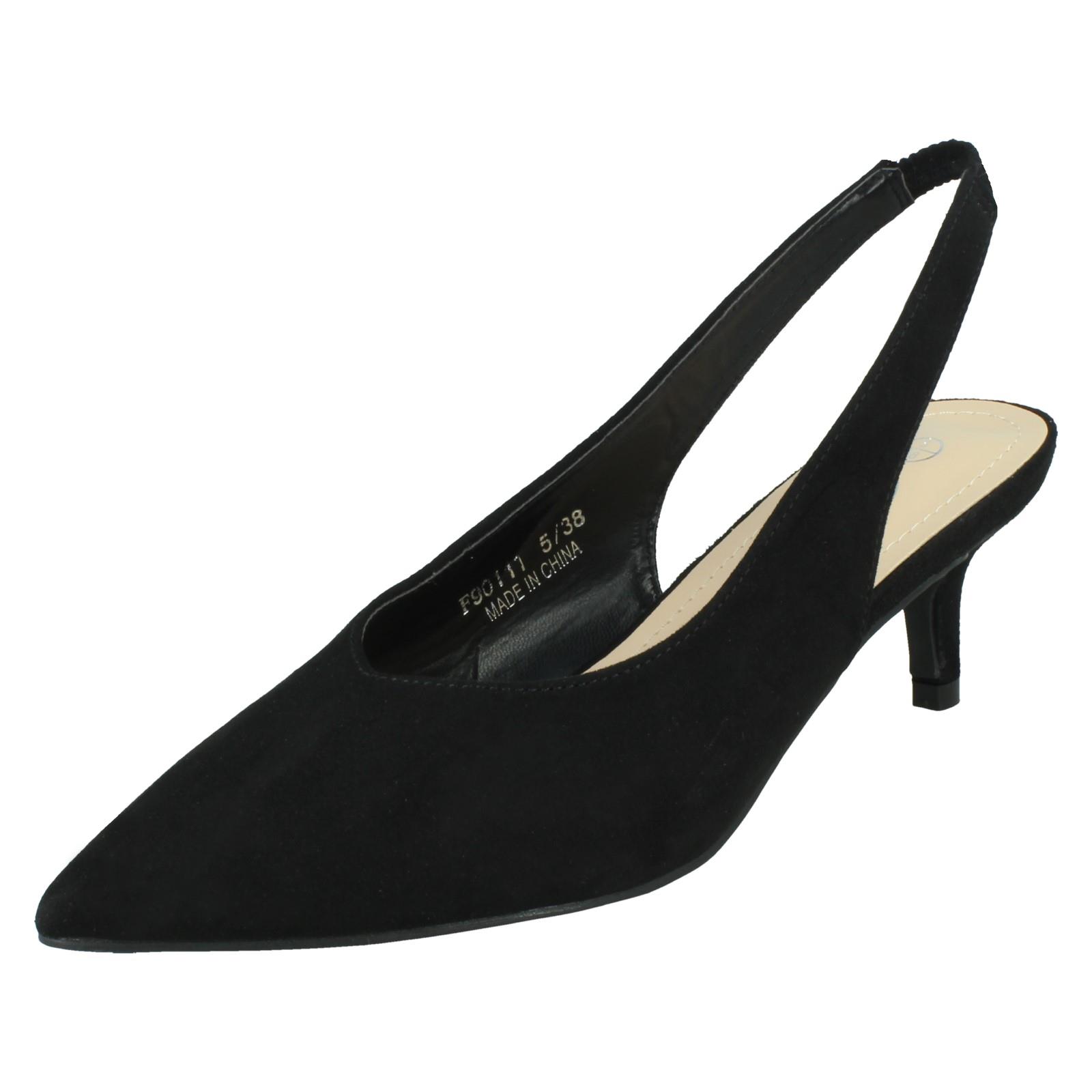 Ladies Spot On Stiletto Slingback Heels With Pointed Toe F9R0111 - Picture 2 of 28