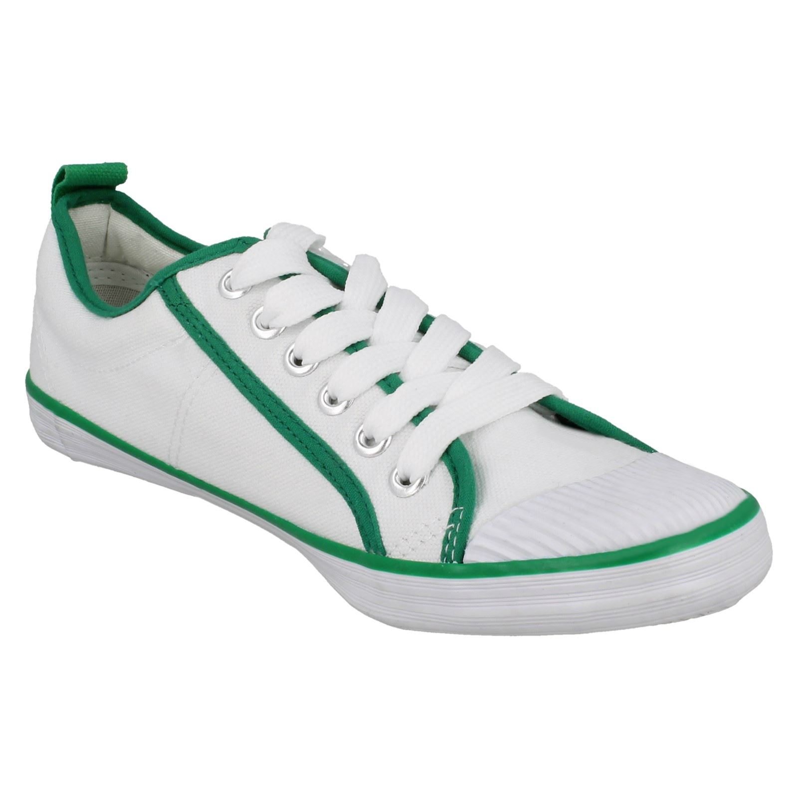 Spot On Girls Flat Lace Up Canvas Pumps