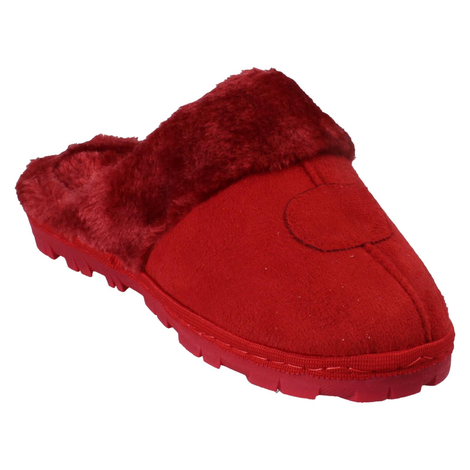 Mujer Spot On Mula Piel Sintética Forrado sin Cordones Ropa Cómoda Pantuflas - Imagen 17 de 46