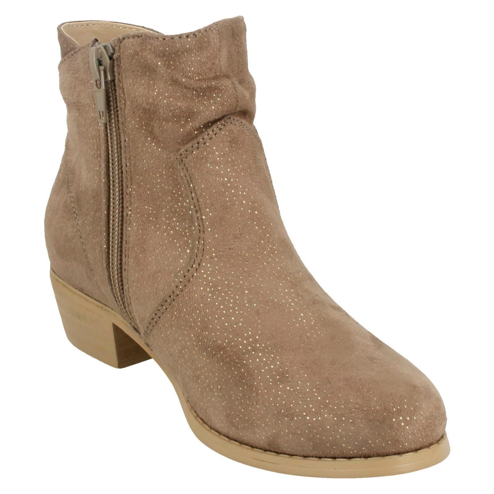 Girls Spot On Mid Heel Rouched Ankle Boots - Picture 13 of 19