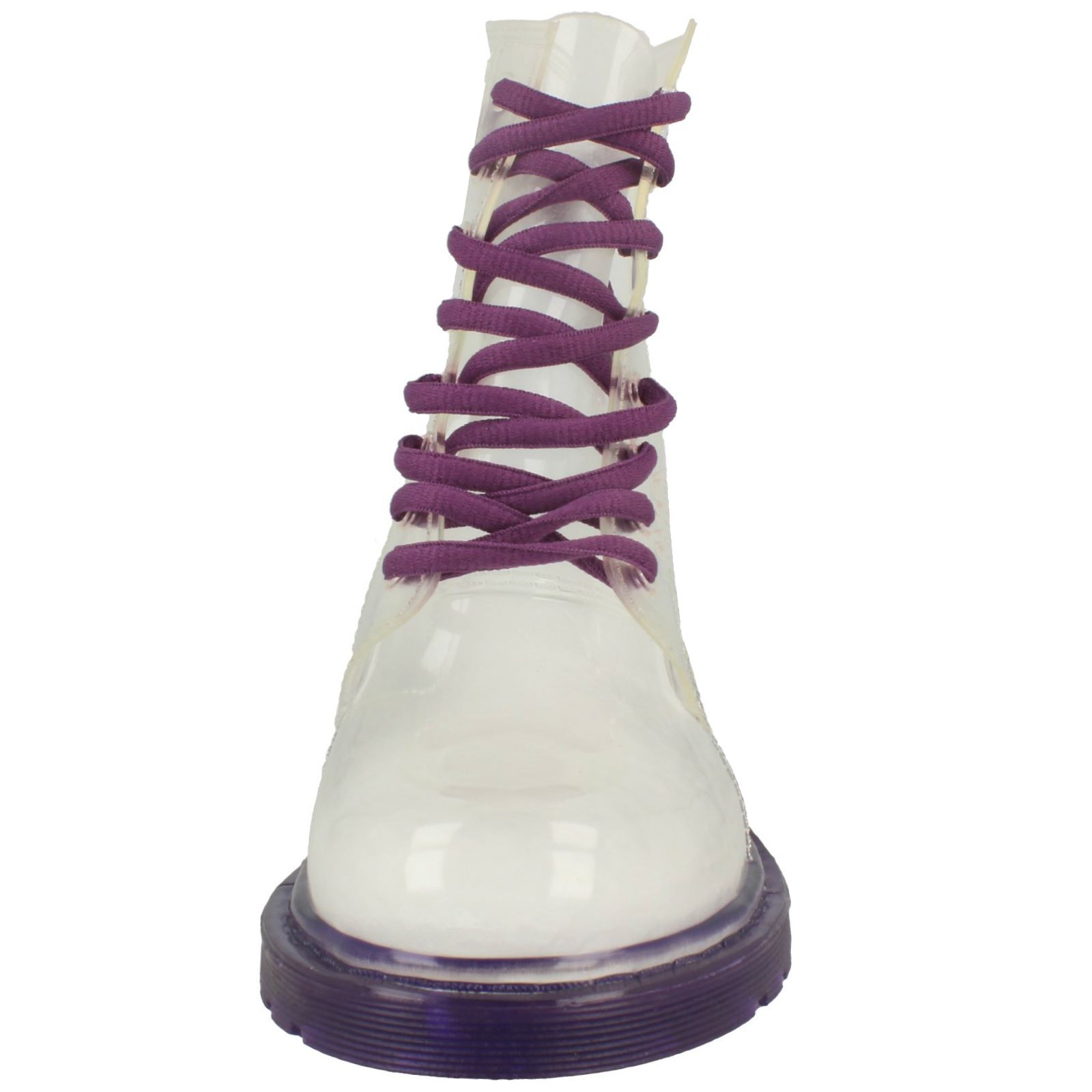 Girls Spot On Lace Up Jelly Look Wellington Boot - Picture 33 of 46