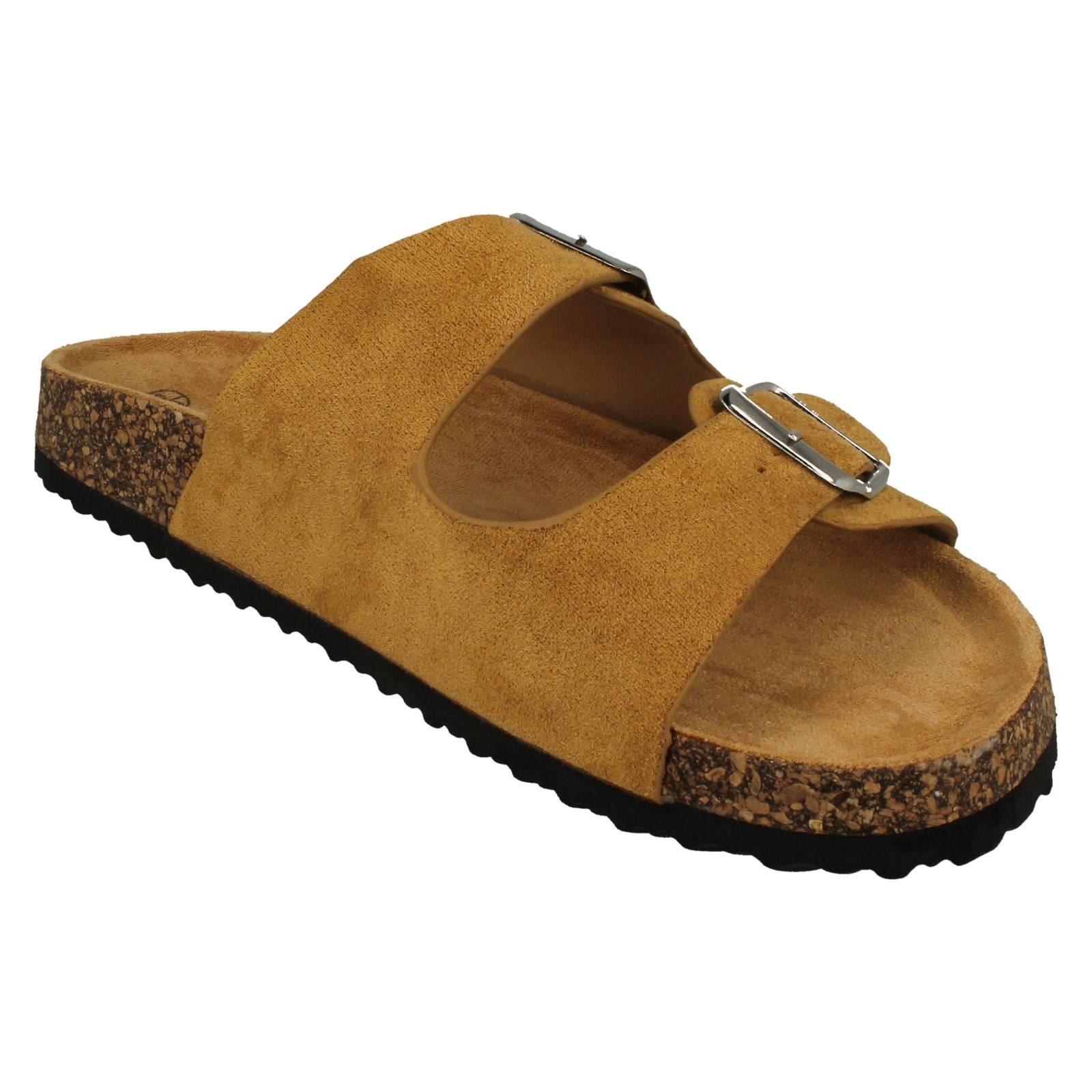 Sandalias de mula informales de doble hebilla detalladas para dama F0R0412 - Imagen 17 de 19