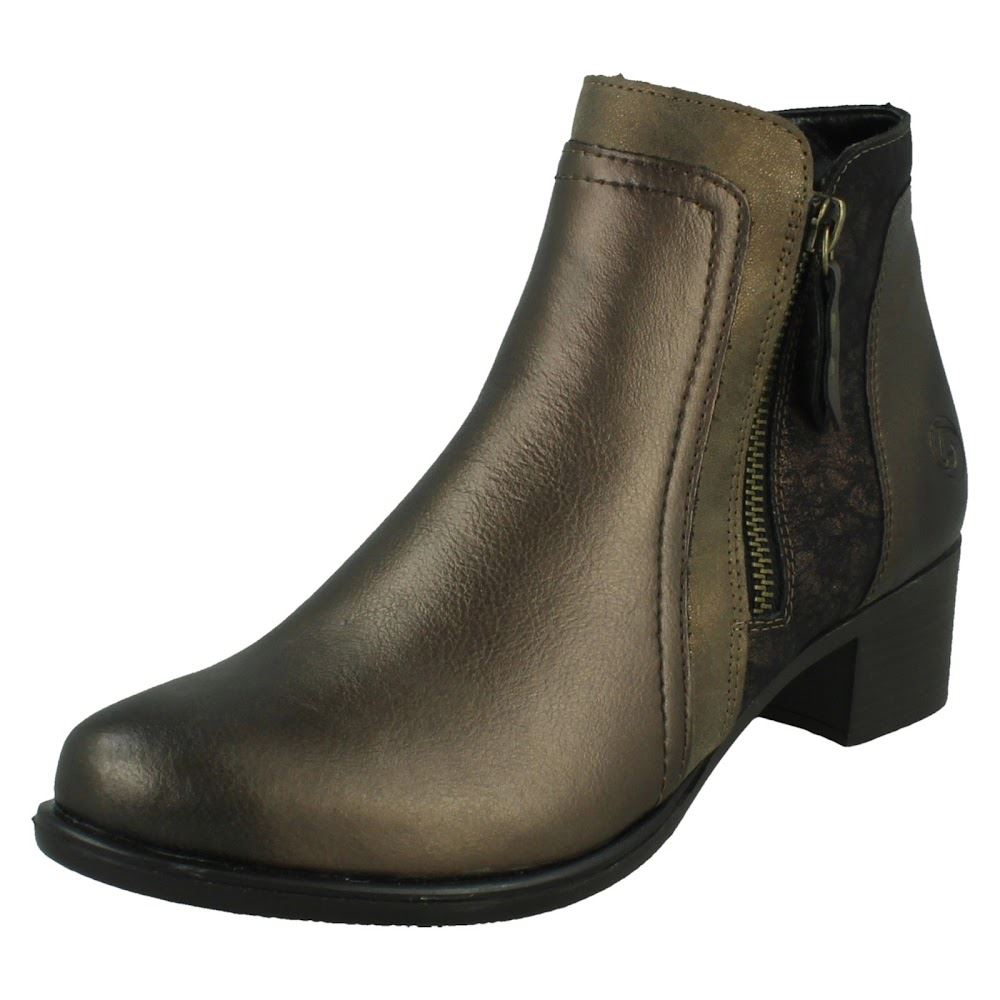 Damen Remonte Doppelverschluss Leder Absatz Block abnehmbare Sohle Stiefeletten - Bild 11 von 19
