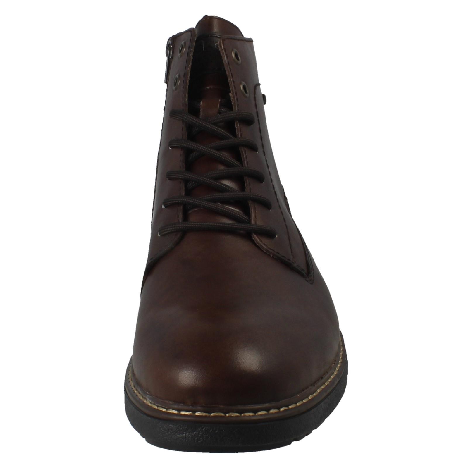 Mens Rieker Combat Zip & Lace Fastening Fleece Lined R-Tex Ankle Boots *33143* - Picture 4 of 10