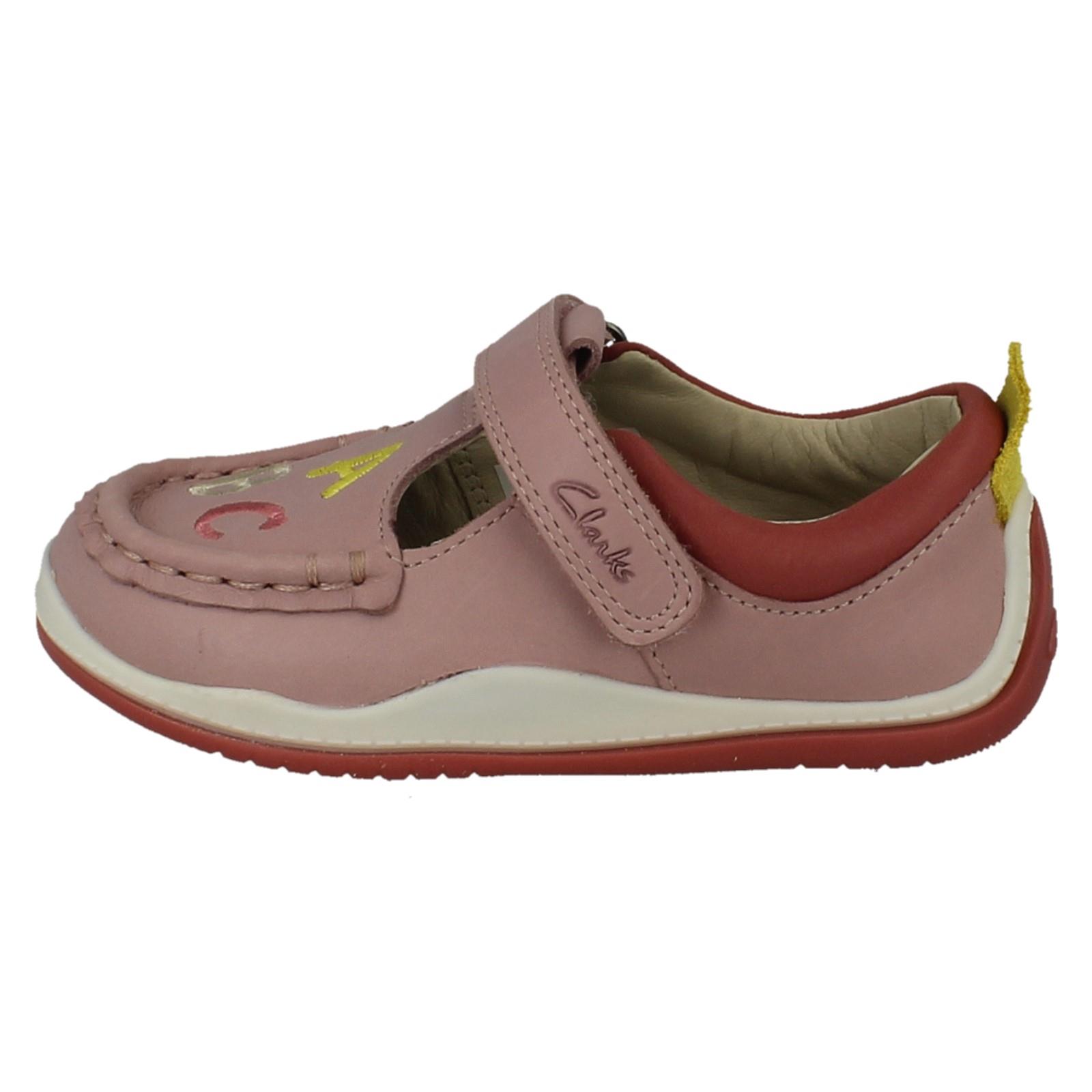 Niños Niños Niñas Clarks Cuero Gancho y Bucle Barra en T Zapatos Fideos Brillo T - Imagen 3 de 19