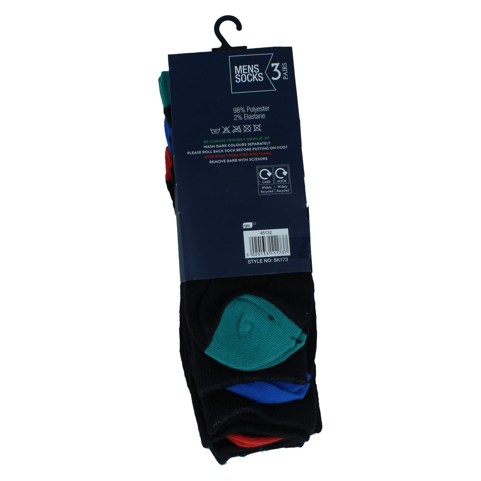 Mens RJM 3 pack Contrast Heel & Toe Socks 'SK173' - Picture 3 of 5