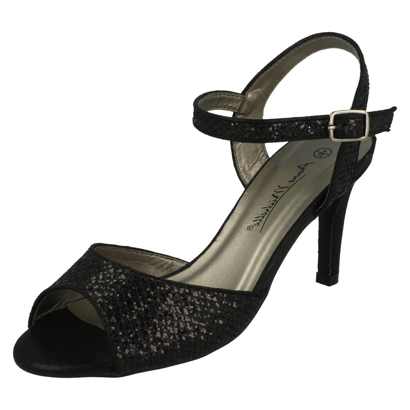 Anne Michelle Ladies Glitter Peep Toe Heels - Picture 2 of 28