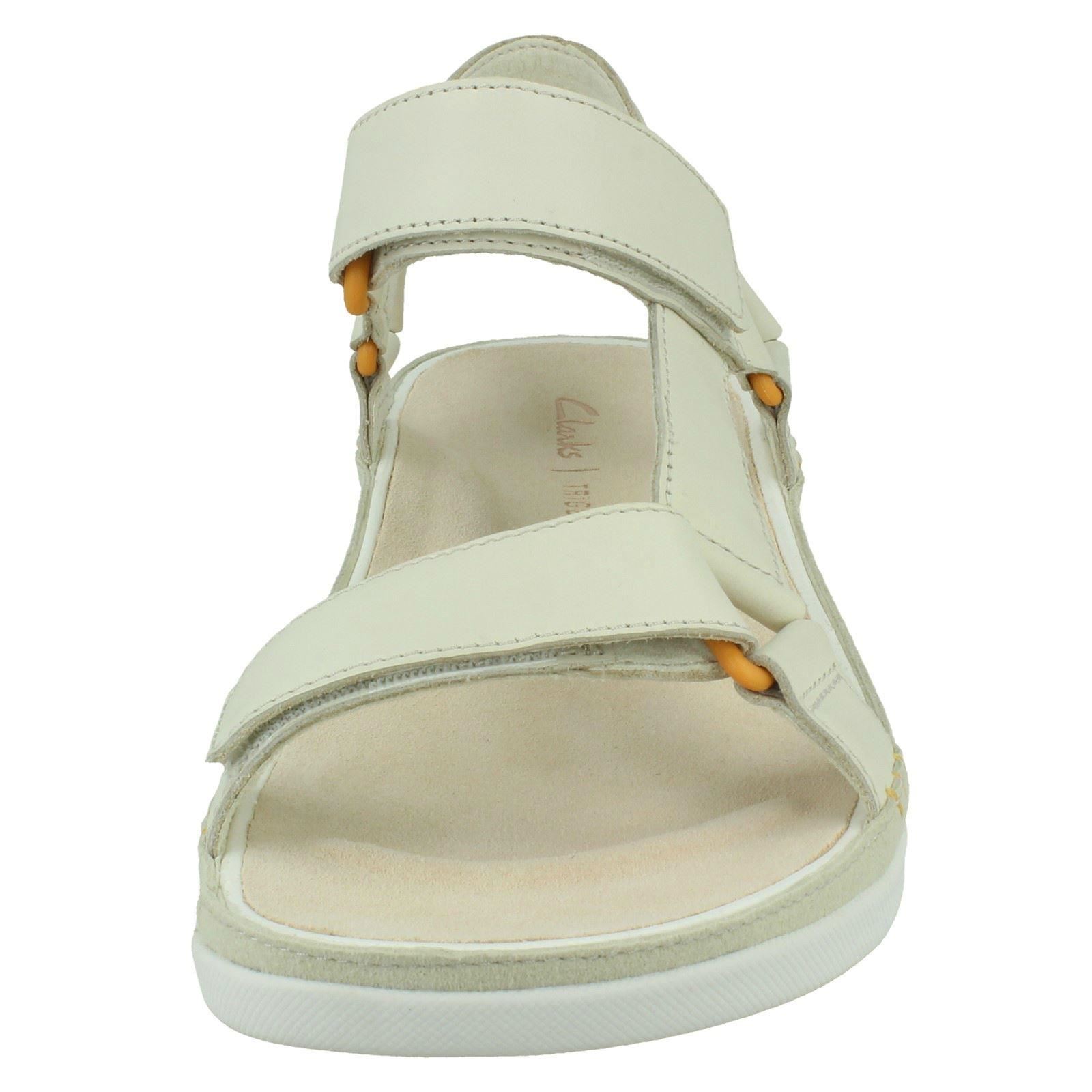 Ladies Clarks Open Toe Casual Hook & Loop Leather & Textile Sandals Tri Sporty | eBay