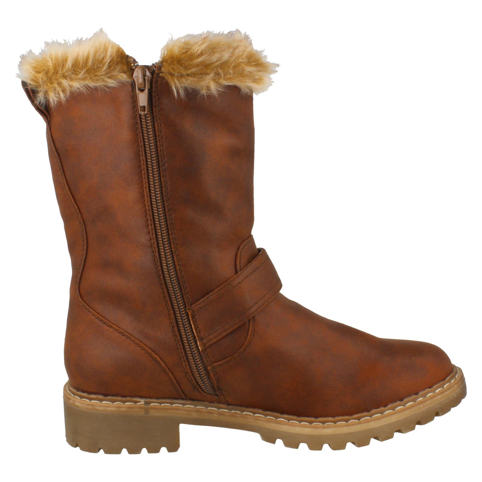 Botas informales de pantorrilla con ribete de piel con los pies en la tierra para dama F5R0866 - Imagen 16 de 19