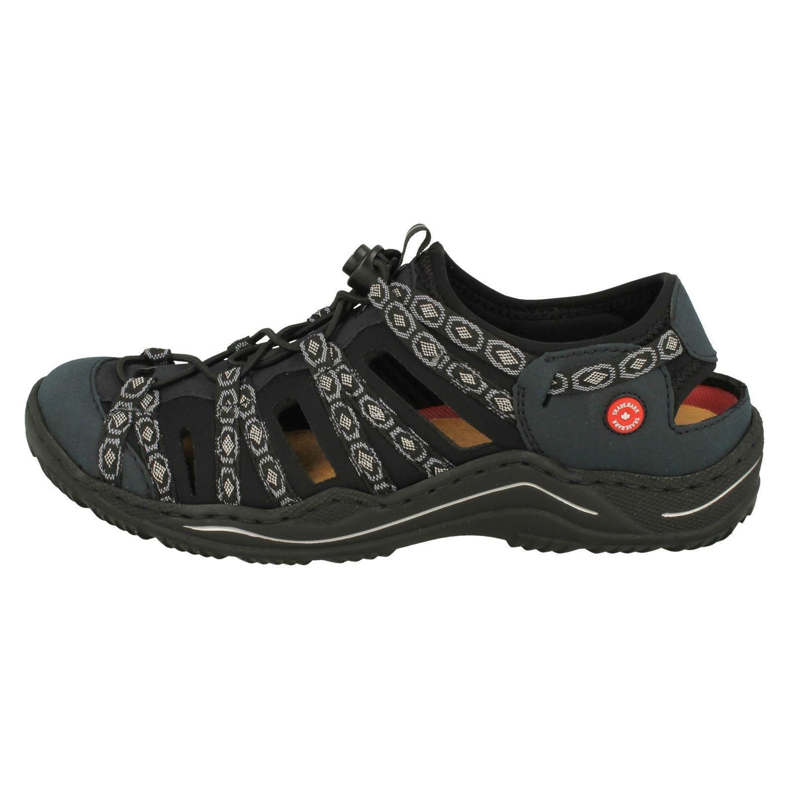 Blu elasticizzati L0577 Soletta Sandali sportivi sintetici rimovibile Rieker Ladies nqpR8T