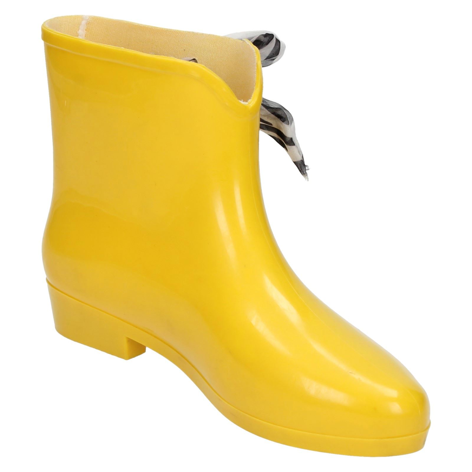 Ladies Spot On Tied Bow Detail Ankle 'Wellington Boots' - Picture 44 of 46