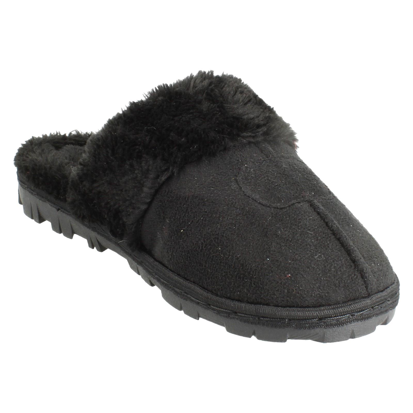 Mujer Spot On Mula Piel Sintética Forrado sin Cordones Ropa Cómoda Pantuflas - Imagen 8 de 46