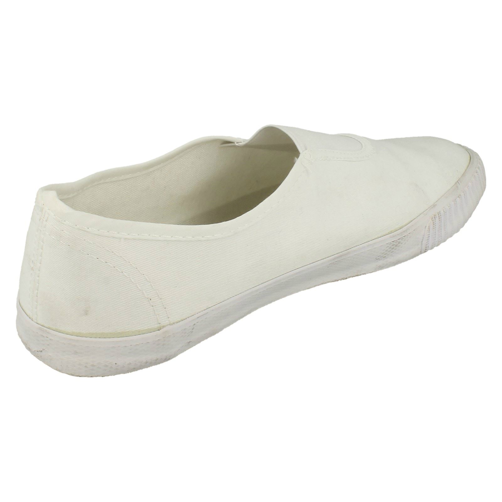 Jungen Kinder Spot On Slip Weiß Schwarz Sportschuhe Canvas Zwickel Plims - Bild 15 von 19