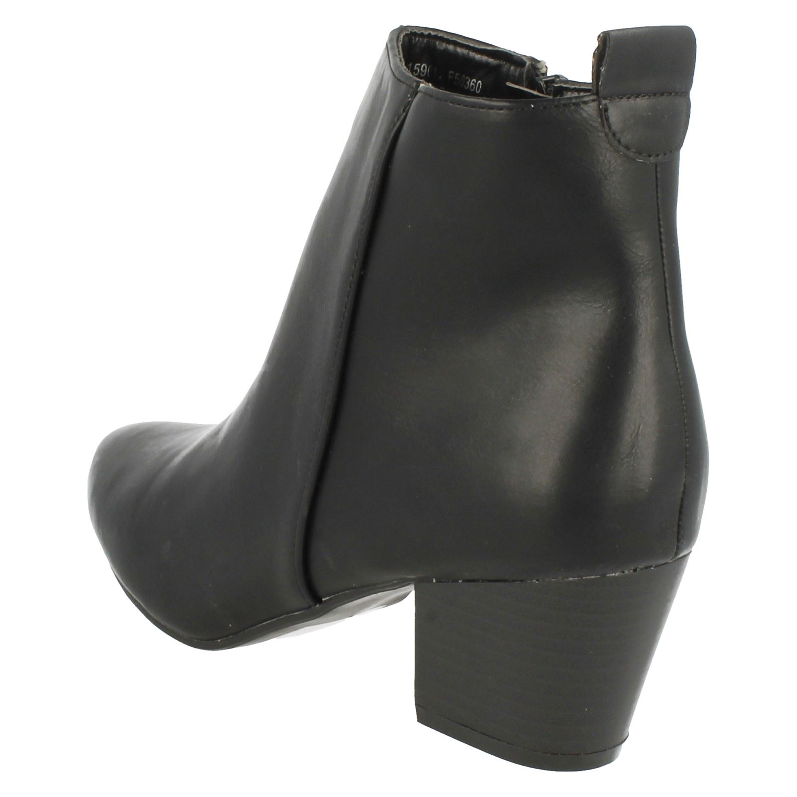 Ladies Spot On Plain Heeled *Ankle Boots* - Picture 7 of 28