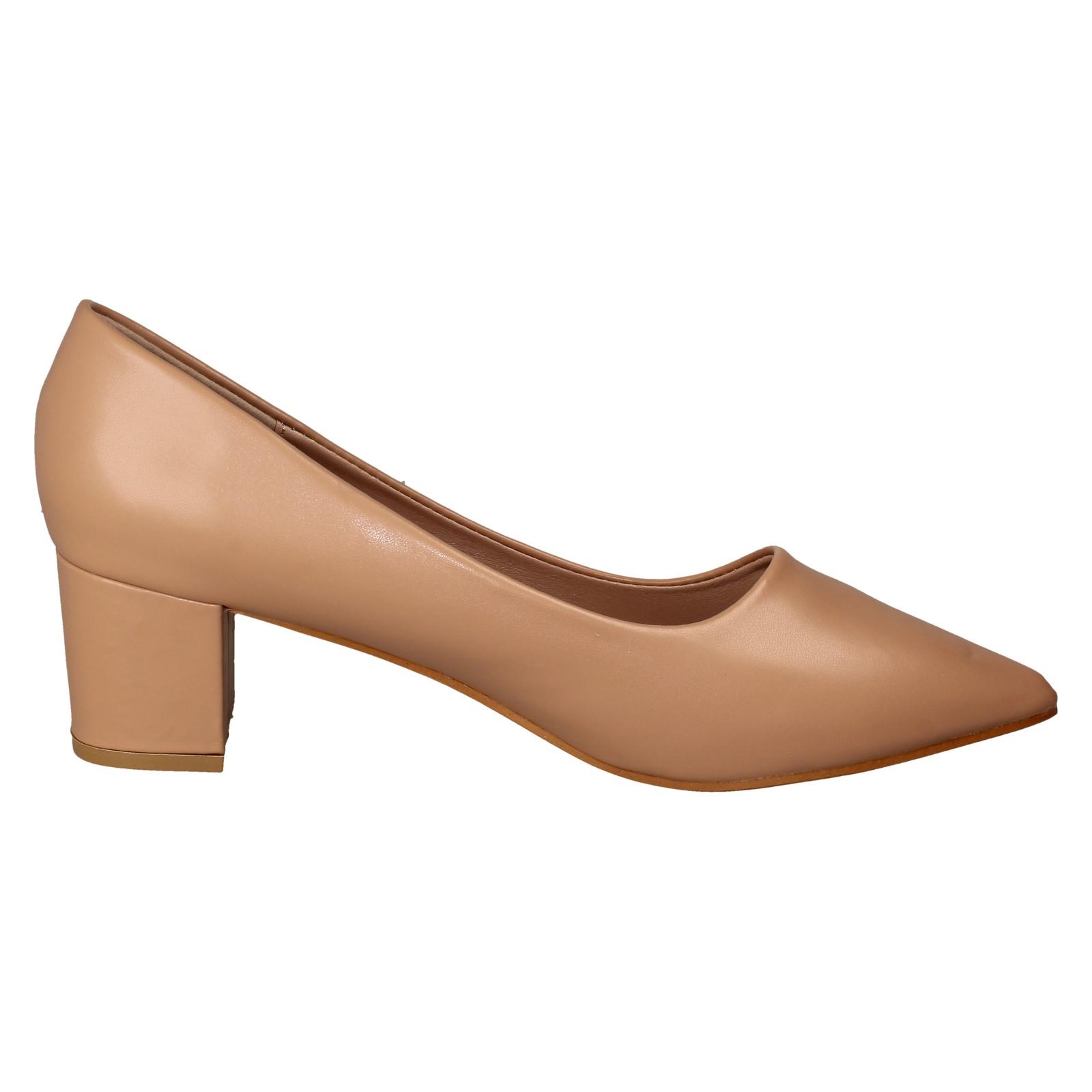 Ladies Spot On Mid Block Heel Pointed Toe Court Shoes F90127 - Picture 12 of 28