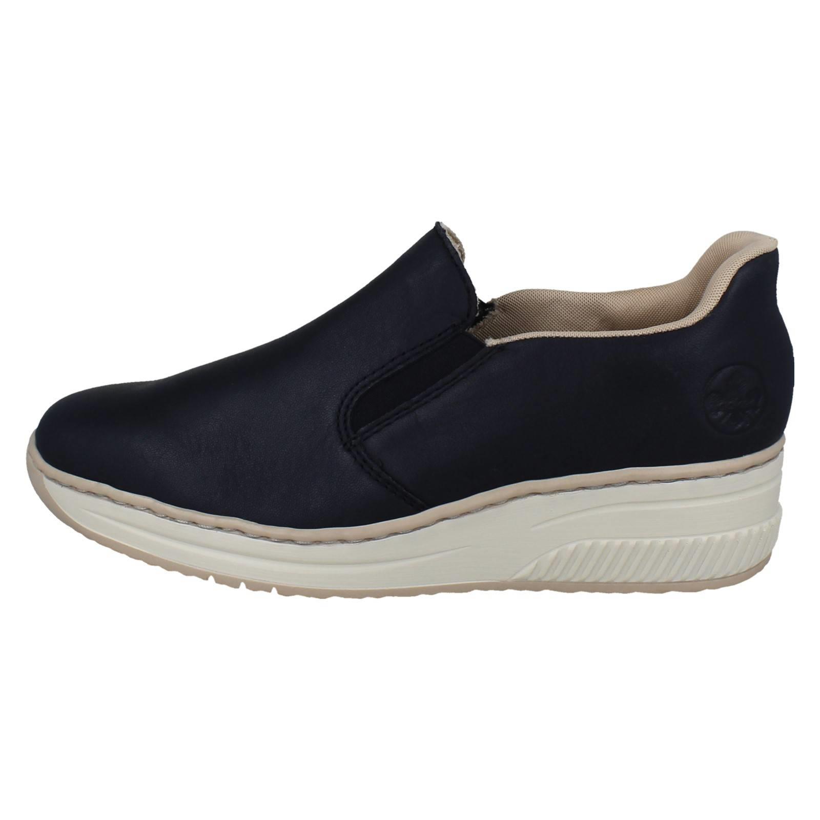 Ladies Rieker Wedge Sole Casual Square-Toe Slip On Shoes - 48761 - Picture 3 of 28