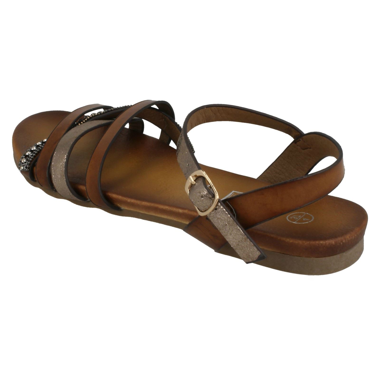 Ladies Down To Earth Flat Beaded Vamp Sandals - Picture 13 of 28