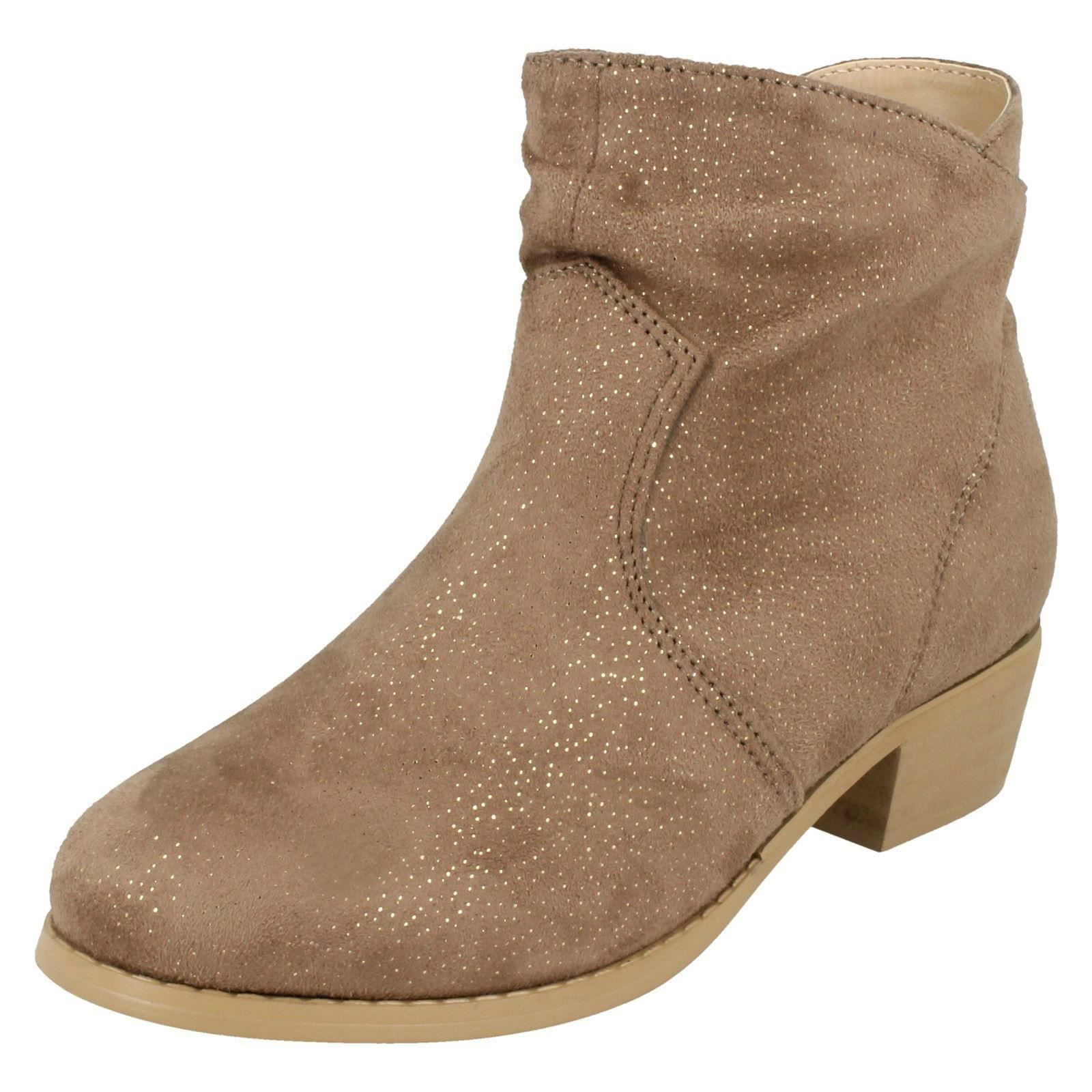 Girls Spot On Mid Heel Rouched Ankle Boots - Picture 11 of 19