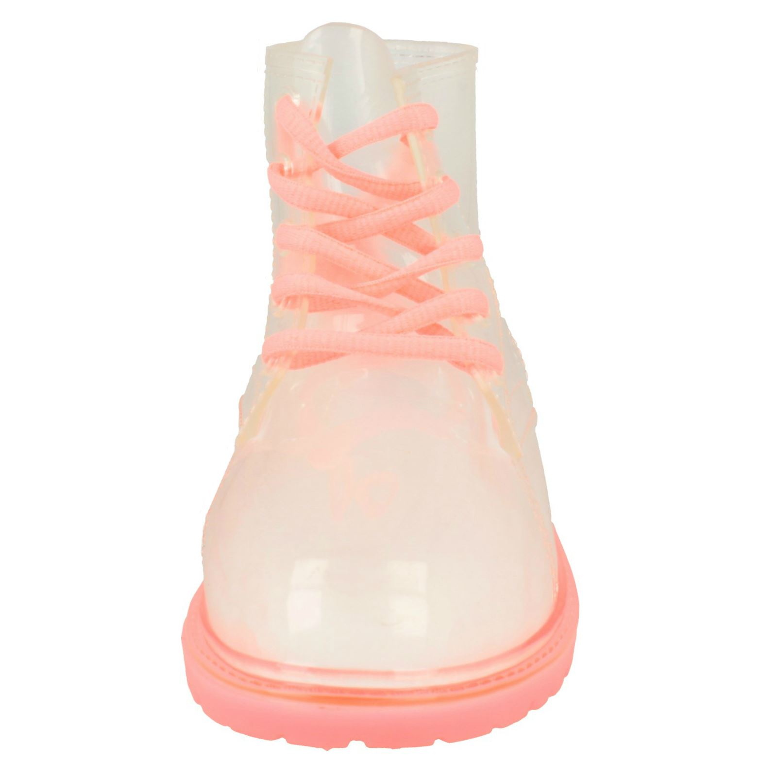 Girls Spot On Lace Up Jelly Look Wellington Boot - Picture 3 of 46