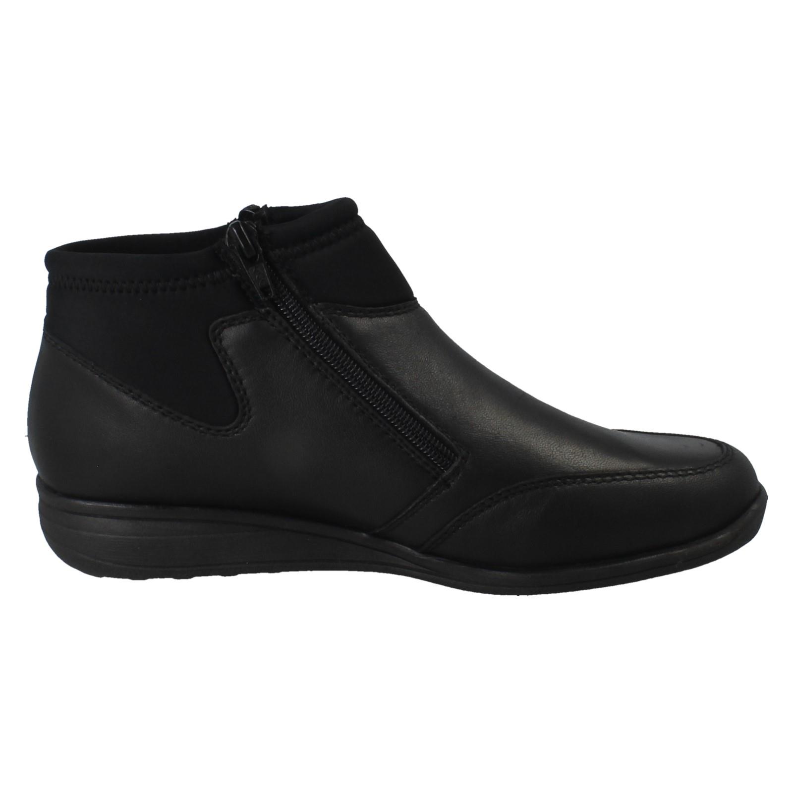 Ladies Rieker Extra Wide Fleece Lined Double Zip Ankle Boots *47270* - Picture 7 of 10