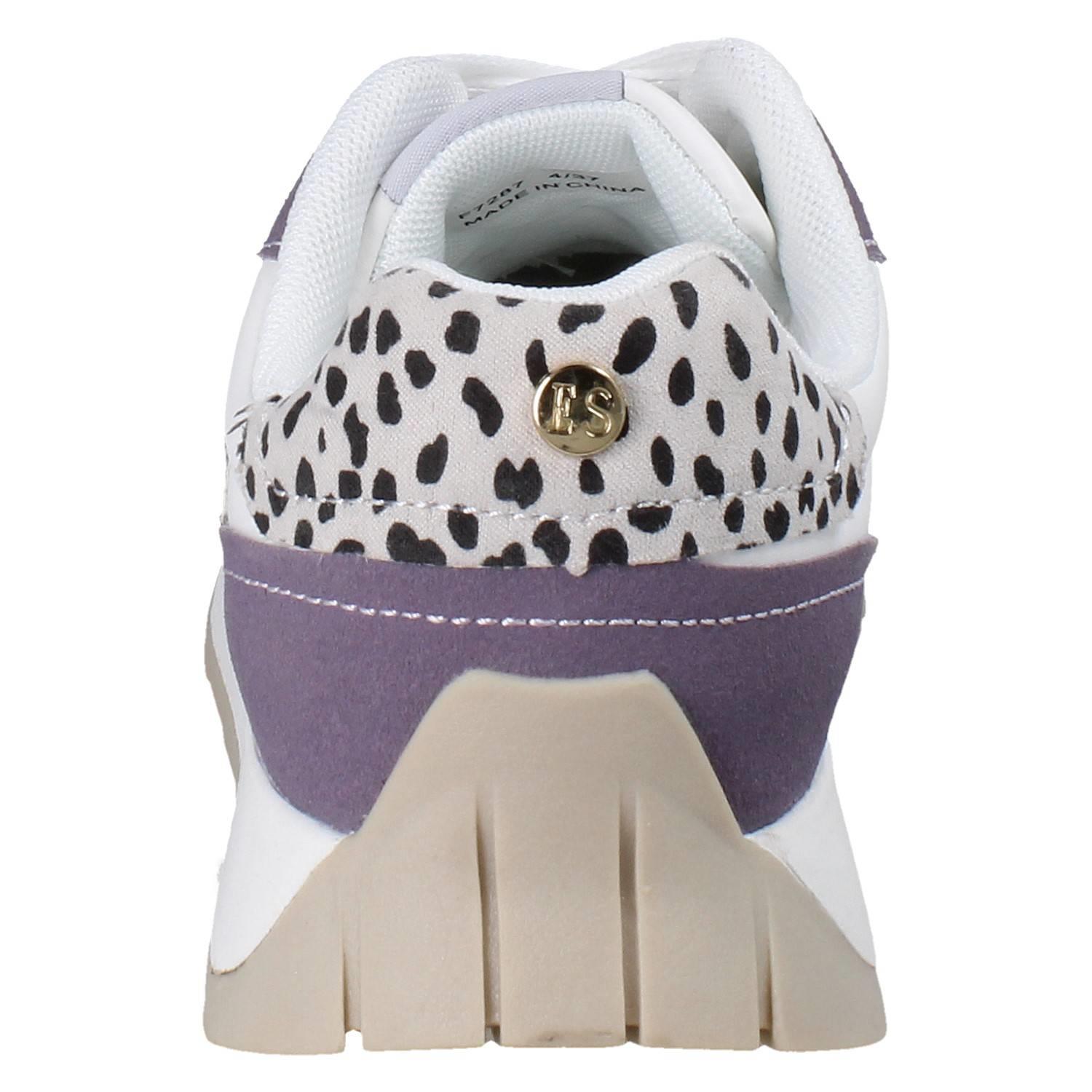 Zapatillas deportivas informales con cordones para dama Elle con detalles de leopardo *F7287* - Imagen 5 de 10