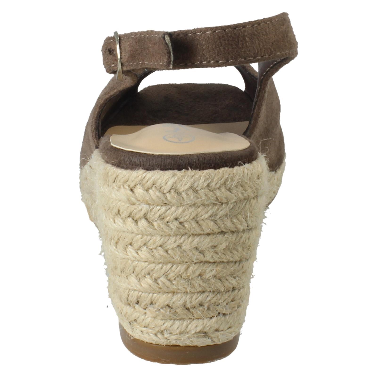 Ladies Anne Michelle Microfibre Wedge Heel Squared Toe Sandals 'F2R306' - Picture 23 of 28