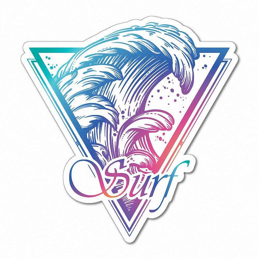 Surf Rainbow Wave Surfing Sticker Decal Surfboard Vintage Skate Surf
