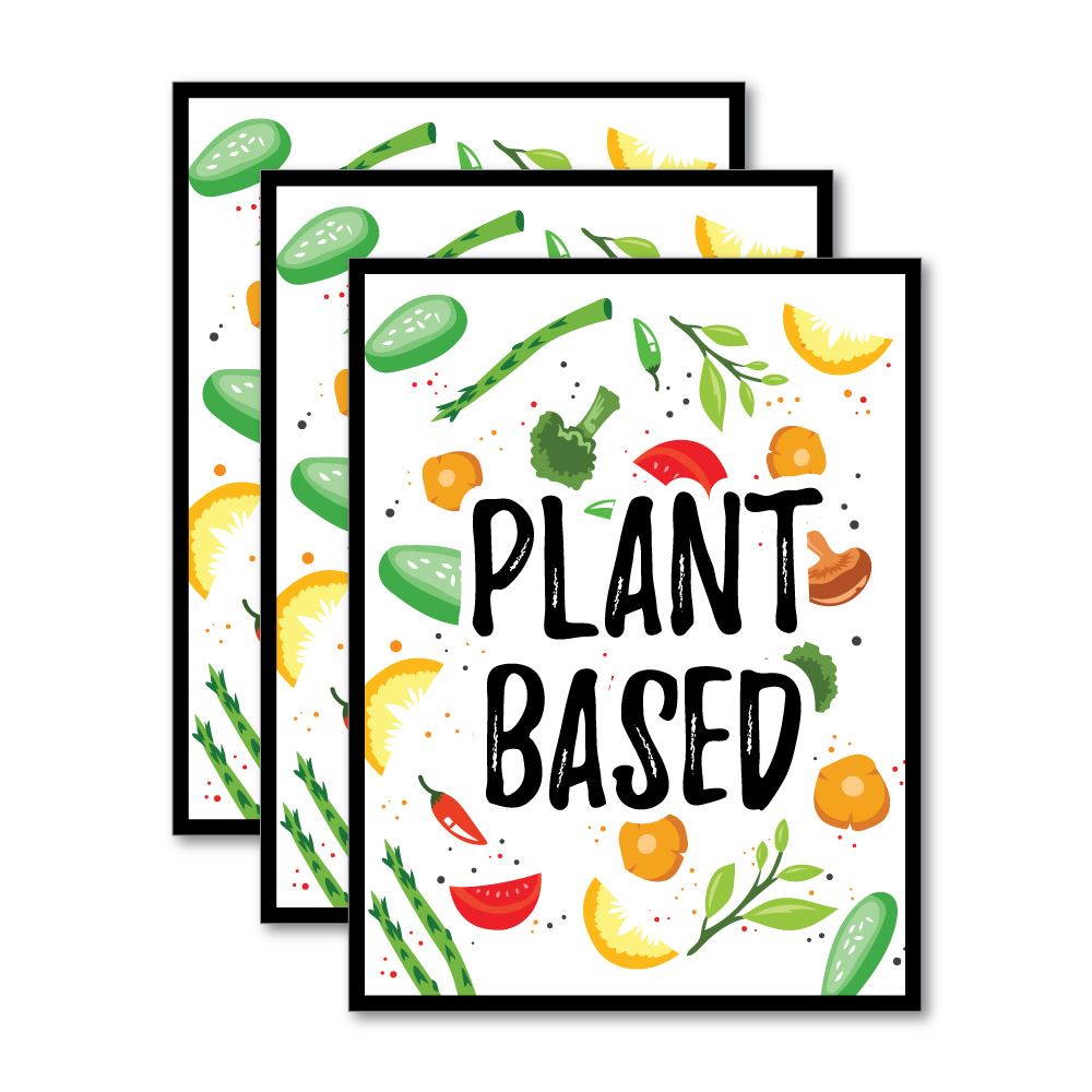 3X Plant Based Sticker Decal Vegan Plant Vegetarian Food Laptop