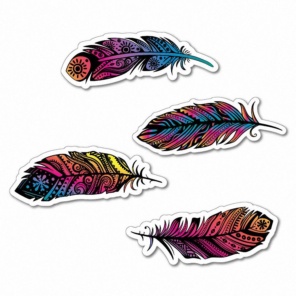 4 x Rainbow Feathers Sticker Decal Stickers Pet Art Laptop 7026EN eBay