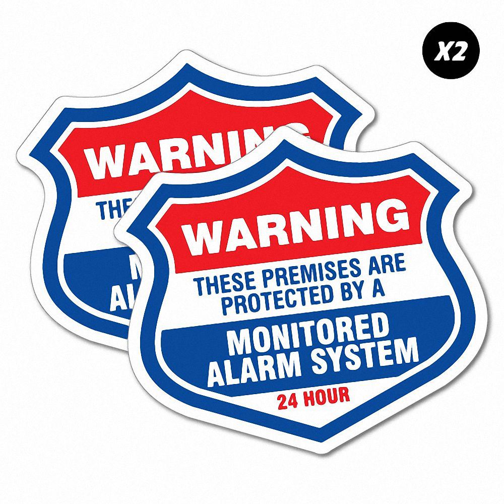 2 x Warning Protected Monitored Alarm Sticker Decal Safety Sign Car