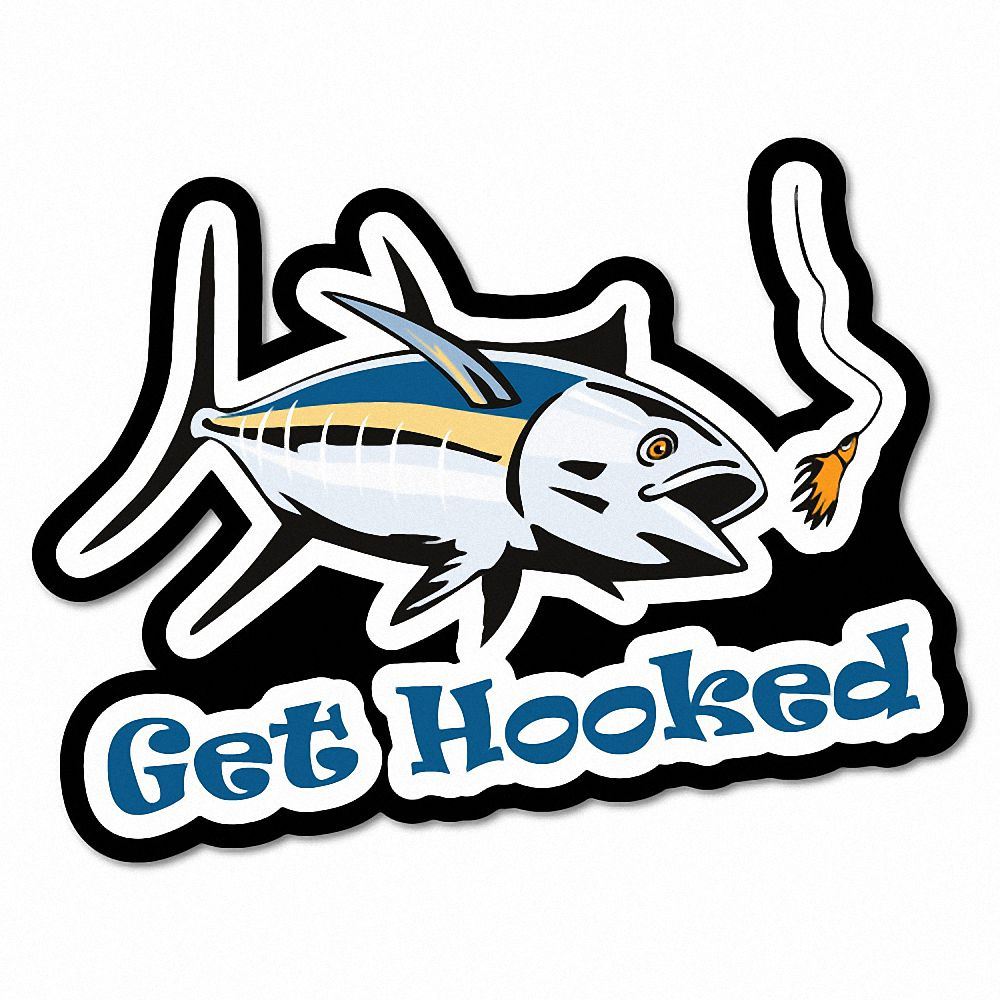 Get Hooked Sticker Decal Boat Fishing Tackle 4x4 5958ST eBay