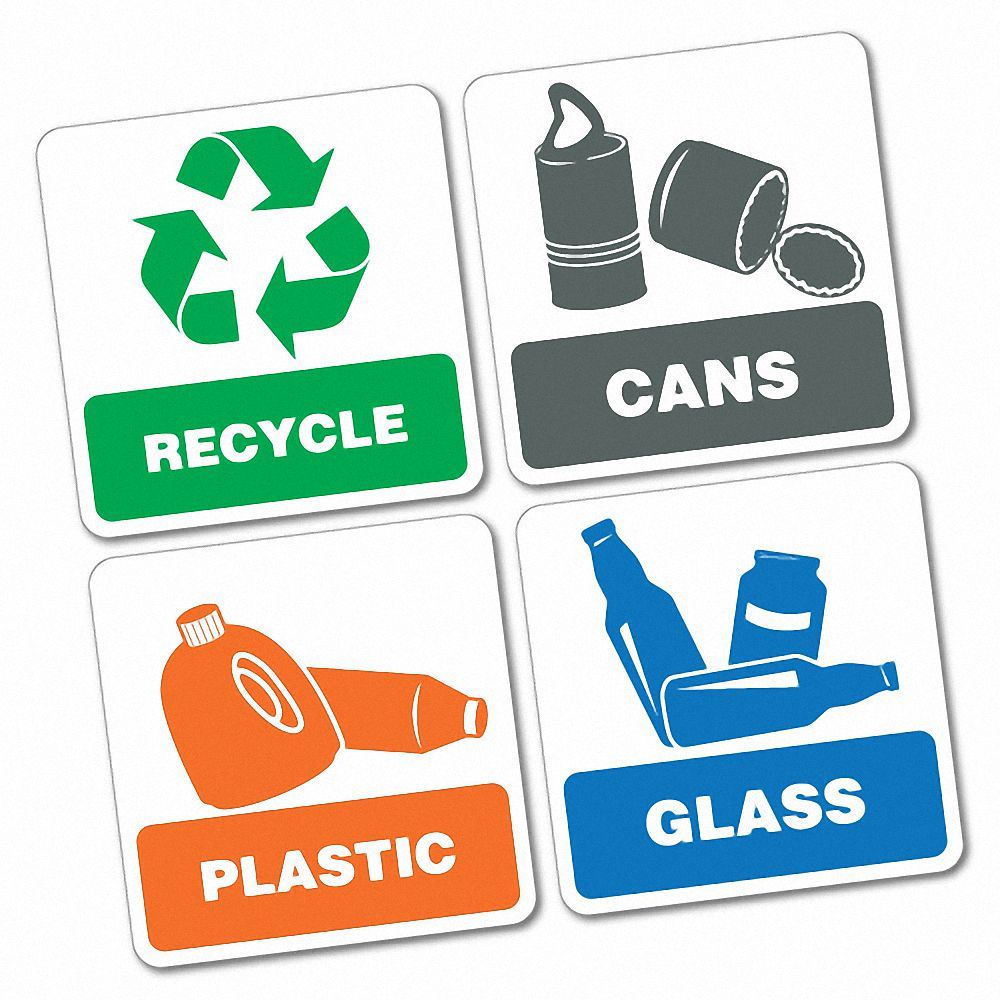 thumbnail image 2 of Sutter Signs Trash & Recycling Labels - 5.5x5.5 Metal Finish Stickers For Bins 2 of 10