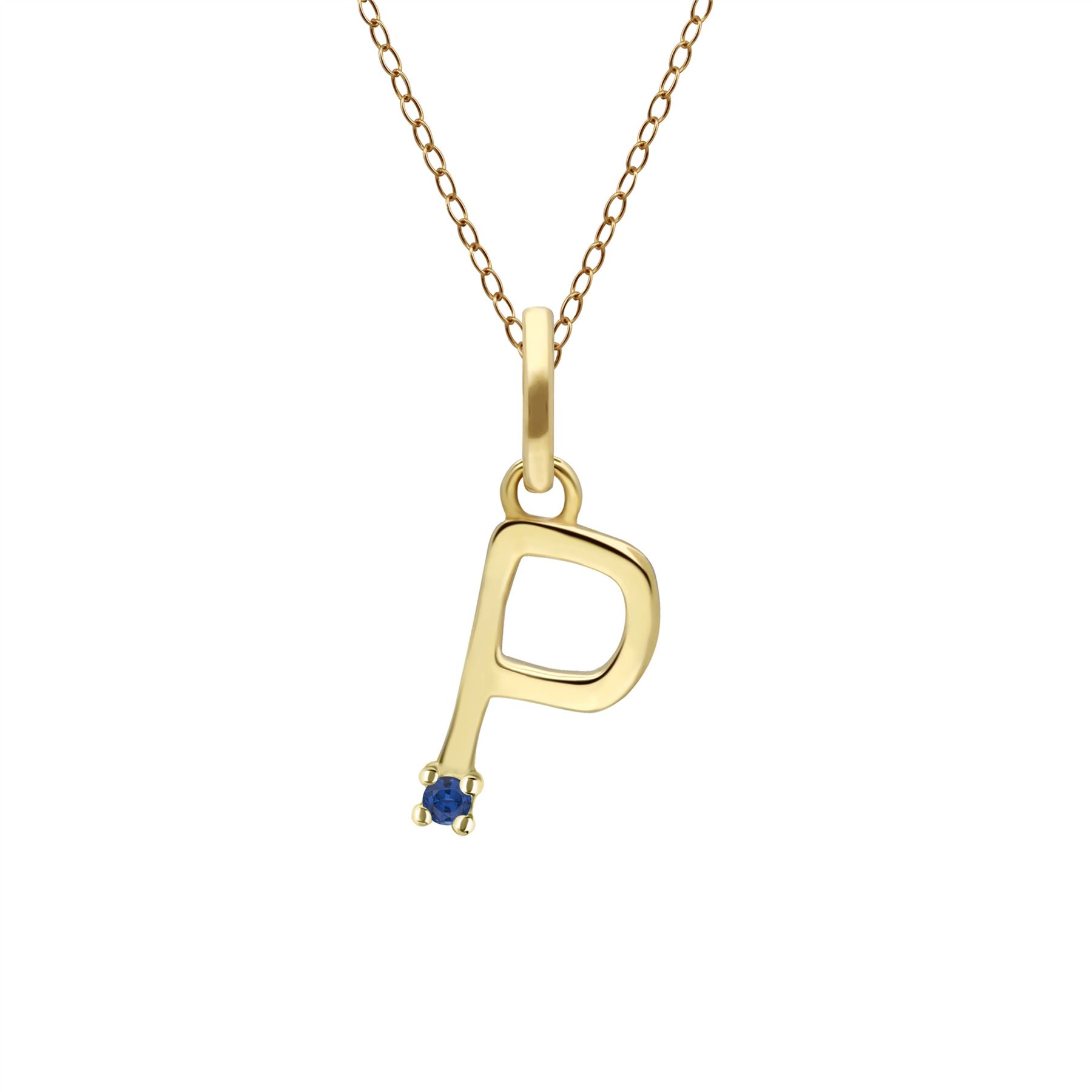 Initial P Blue Sapphire Letter Necklace in 9ct Yellow Gold | eBay