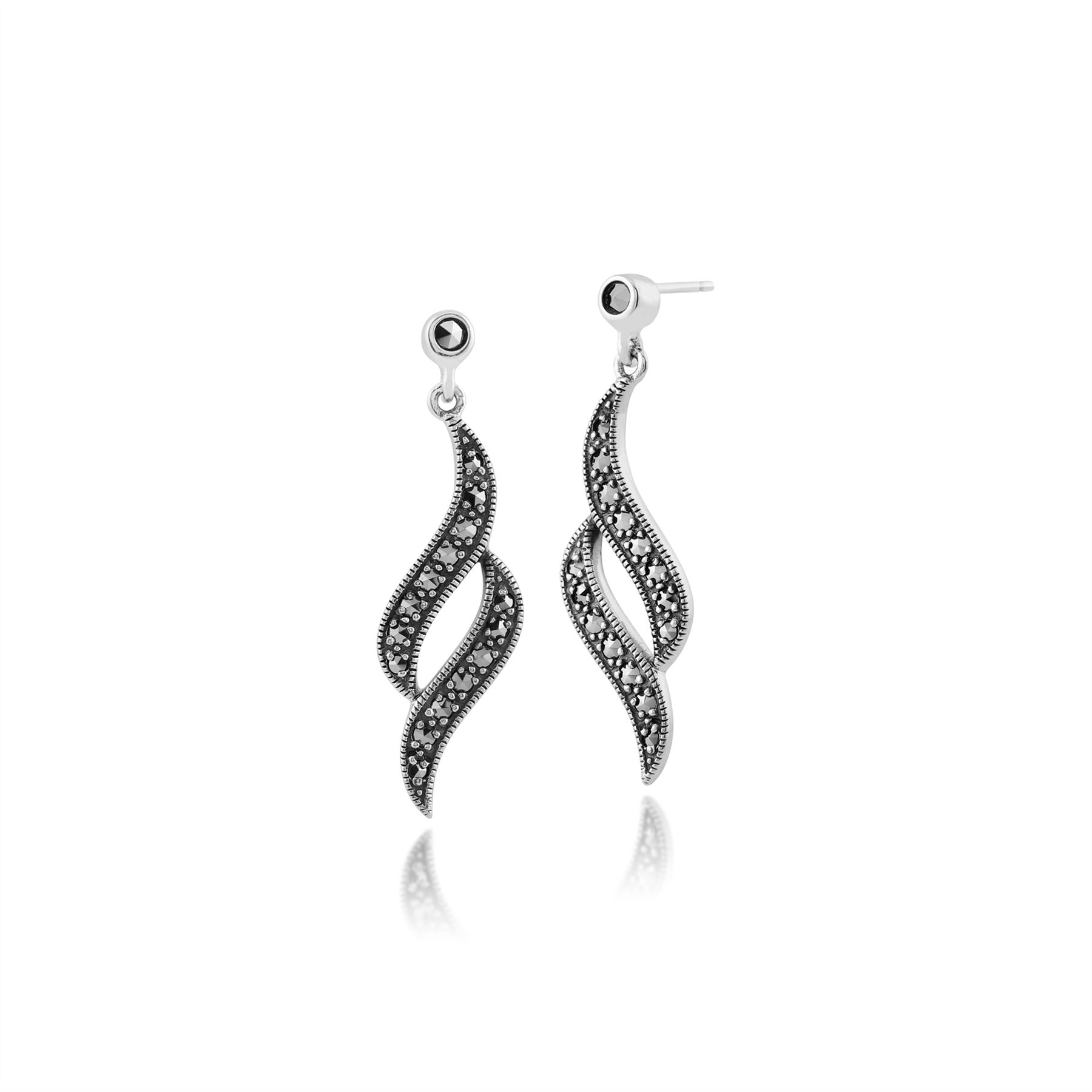 Orecchini Pendenti A Goccia In Argento – Forma Foglia, Vortice Torsione – Moda Donna - Foto 6
