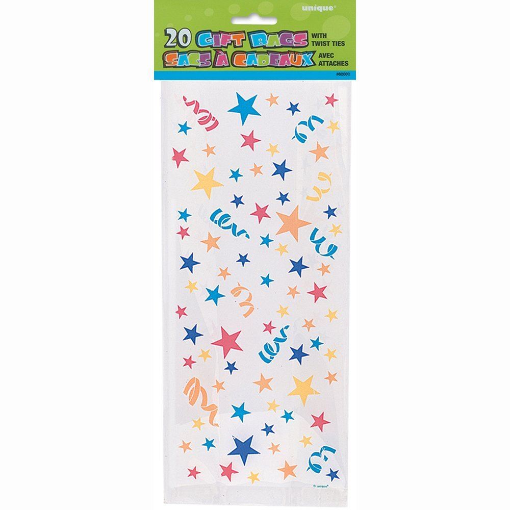 Party Cellophane Bags Cello Loot Gift Bag Sweet Treat Clear Patterned