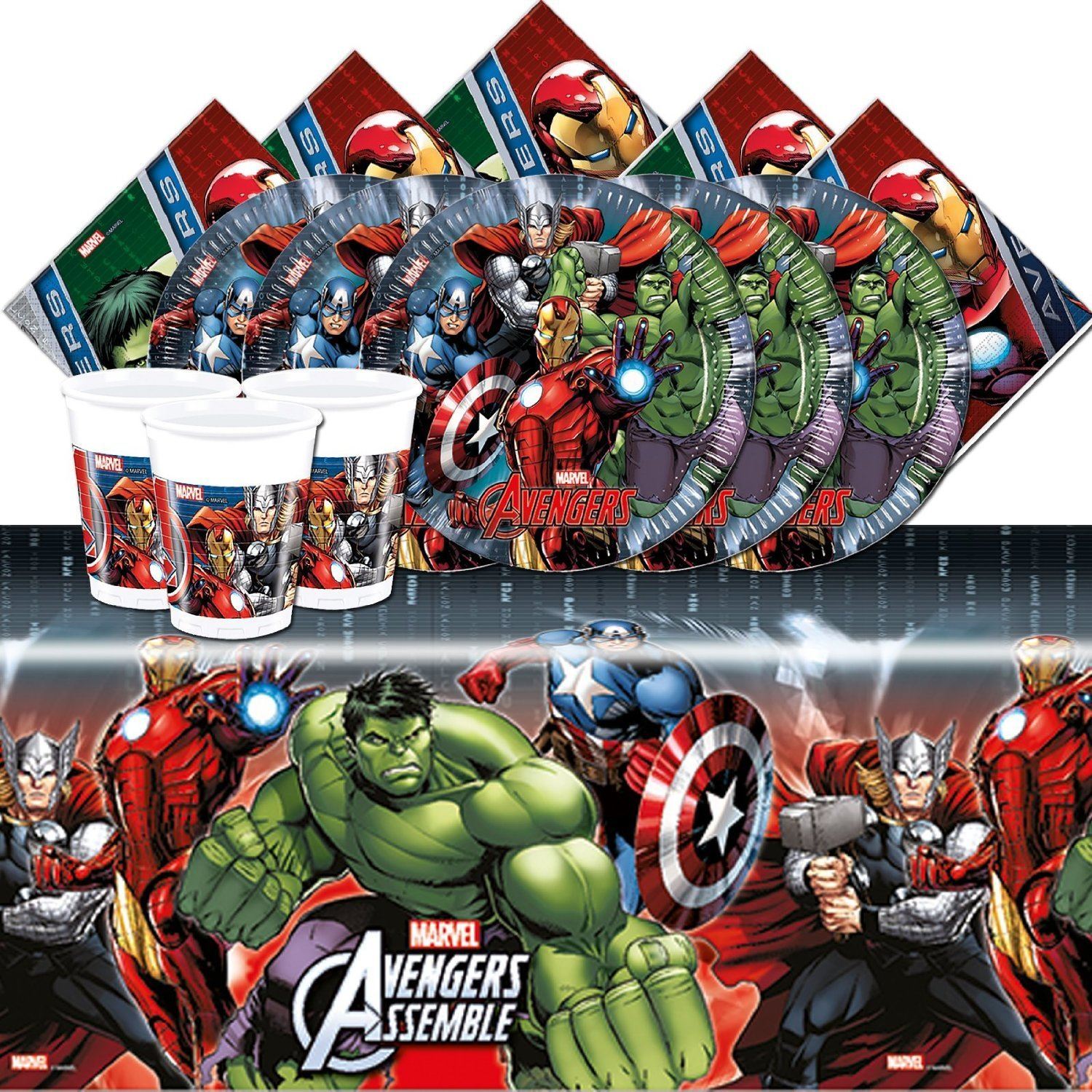 Marvel Avengers Birthday Party Tableware Pack Sets Superhero Childrens