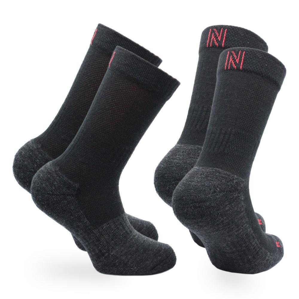 Norfolk Leonardo Kids Merino Wool Walking Socks 2 Pack – Cushioned Crew - Picture 3 of 5