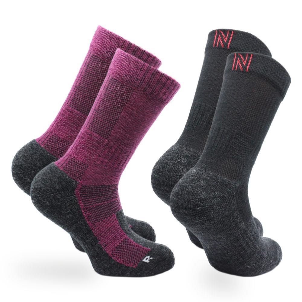 Norfolk Leonardo Kids Merino Wool Walking Socks 2 Pack – Cushioned Crew - Picture 4 of 5