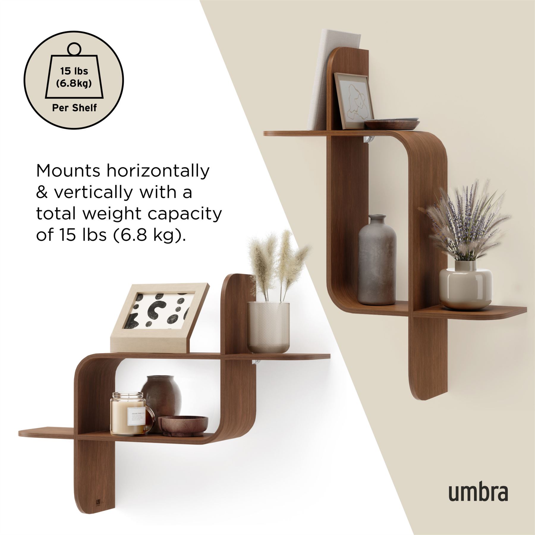 Floating Wall Shelf Umbra Montage Shelf Geometric Wooden Floating Shelf - Picture 17 of 45