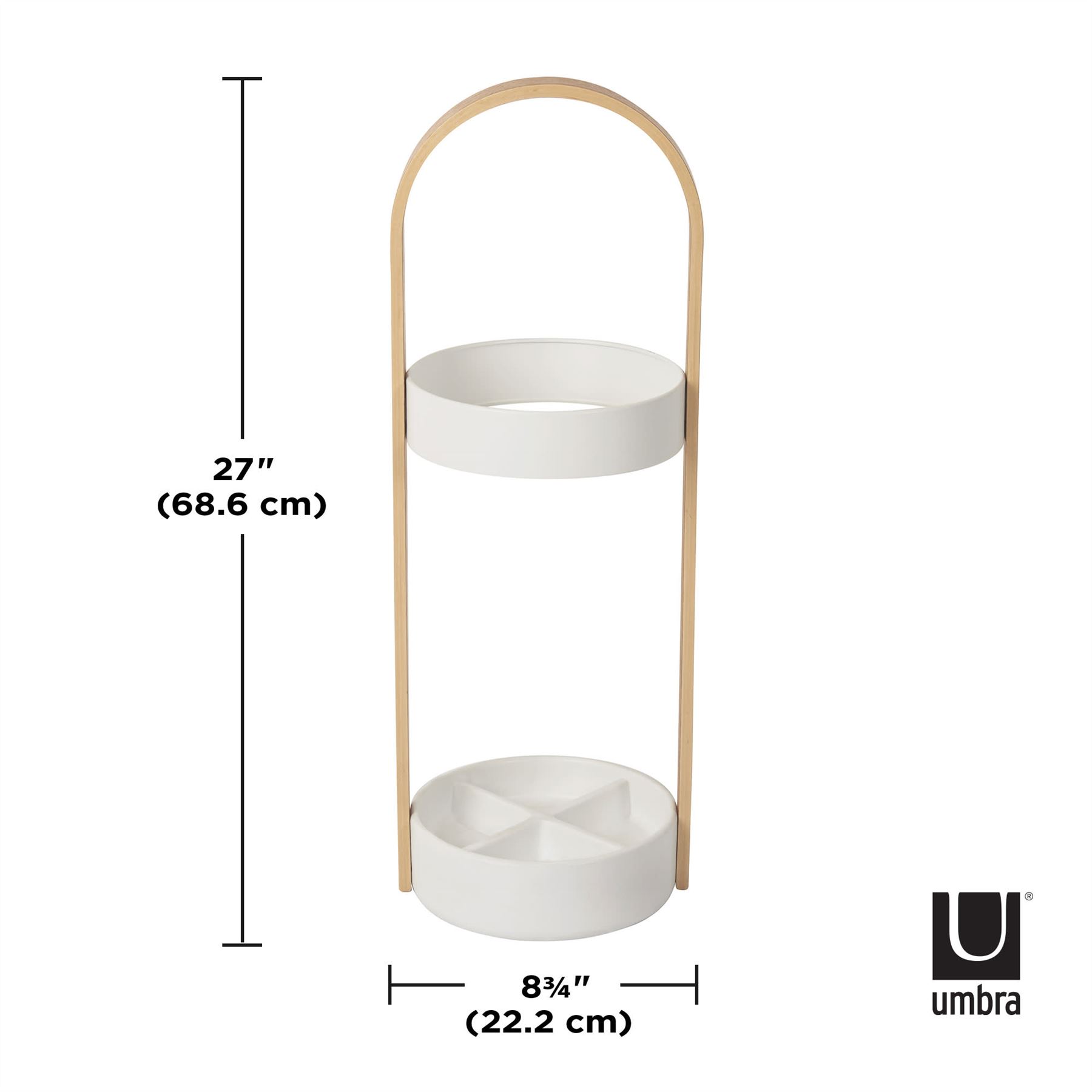 Umbra Bellwood Umbrella Stand 68cm Real Wood Finish Resin Base - Picture 14 of 16